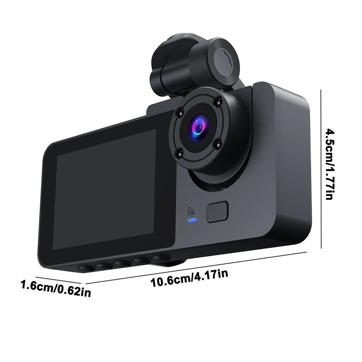 1080P Triple Channel Dash Camera for Vehicles with Enhanced Night Vision, Parking Monitoring, Loop Recording, and 32GB SD Card Included