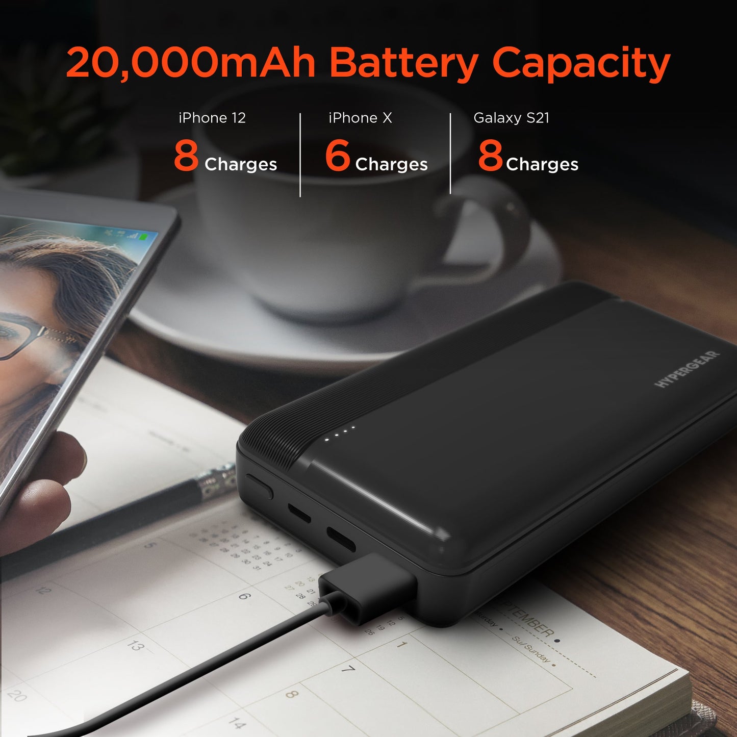 Hypergear 20000mAh 20W PD + USB Power Bank Black (15458-HYP)