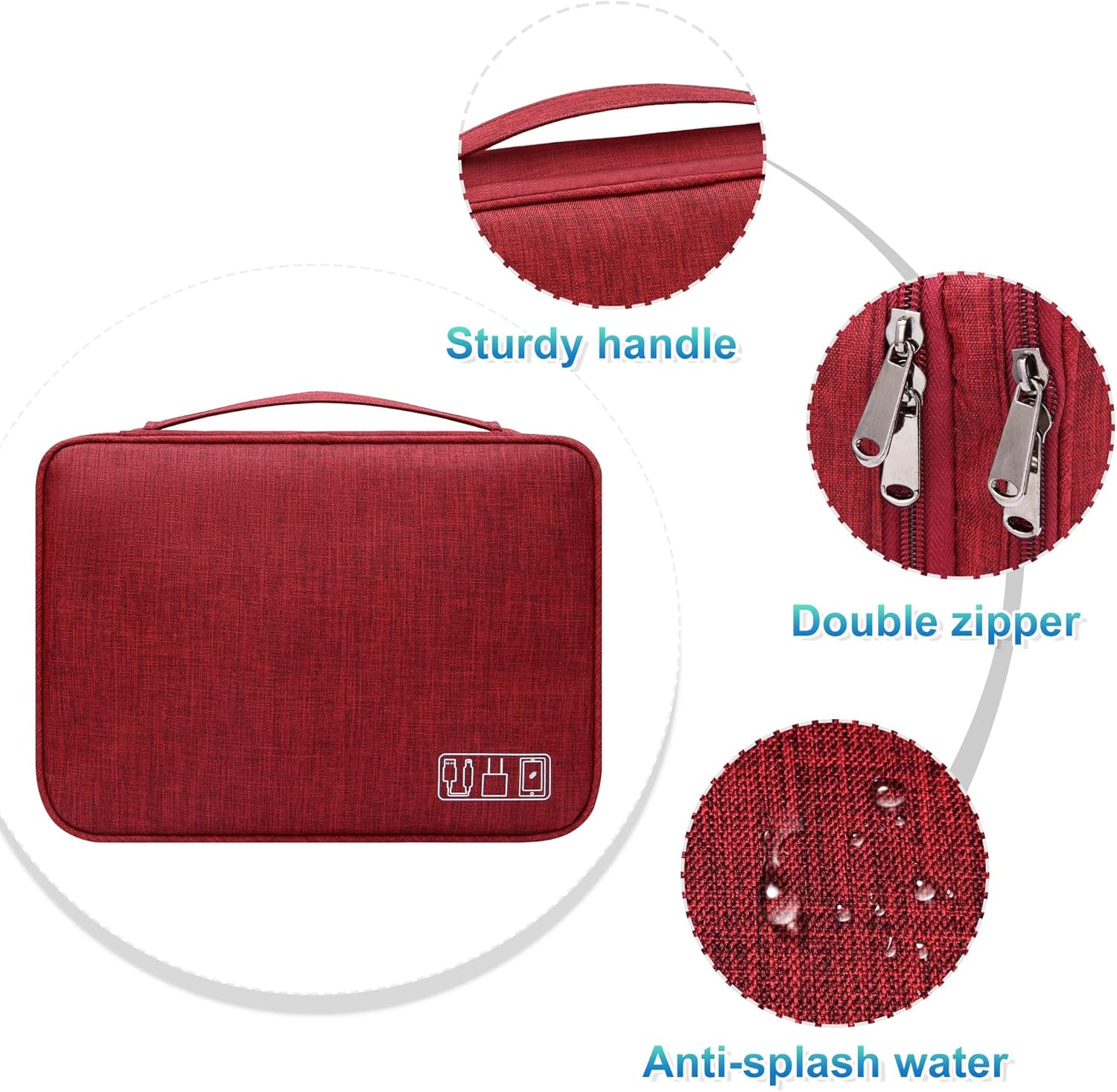 Electronics Organizer Travel, Travel Cord Organizer Case, Compact Electronics Accessories Bag for Cable, Cord, Charger, Phone