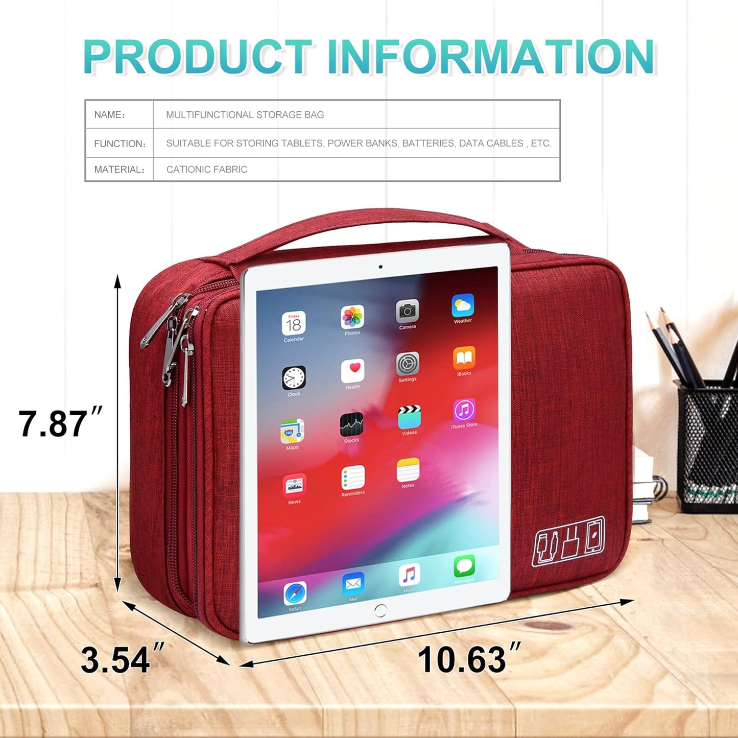 Electronics Organizer Travel, Travel Cord Organizer Case, Compact Electronics Accessories Bag for Cable, Cord, Charger, Phone