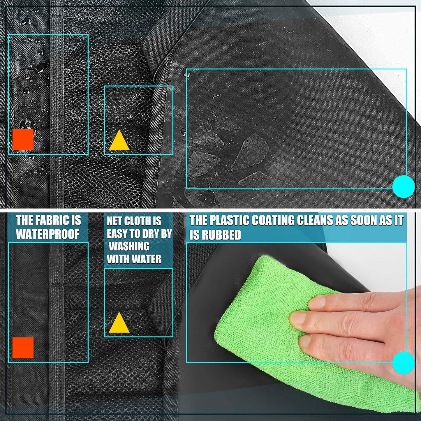 Car Backseat Organizer,Kick Mats Back Seat Protector with Touch Screen Tablet Holder,9 Storage Pockets, Waterproof Car Back Seat Organizer for Kids, Car Travel Accessories,Black (1.0, 1 Pack)