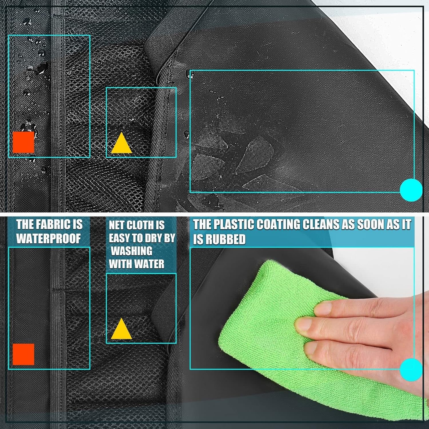 Car Backseat Organizer,Kick Mats Back Seat Protector with Touch Screen Tablet Holder,9 Storage Pockets, Waterproof Car Back Seat Organizer for Kids, Car Travel Accessories,Black (1.0, 1 Pack)