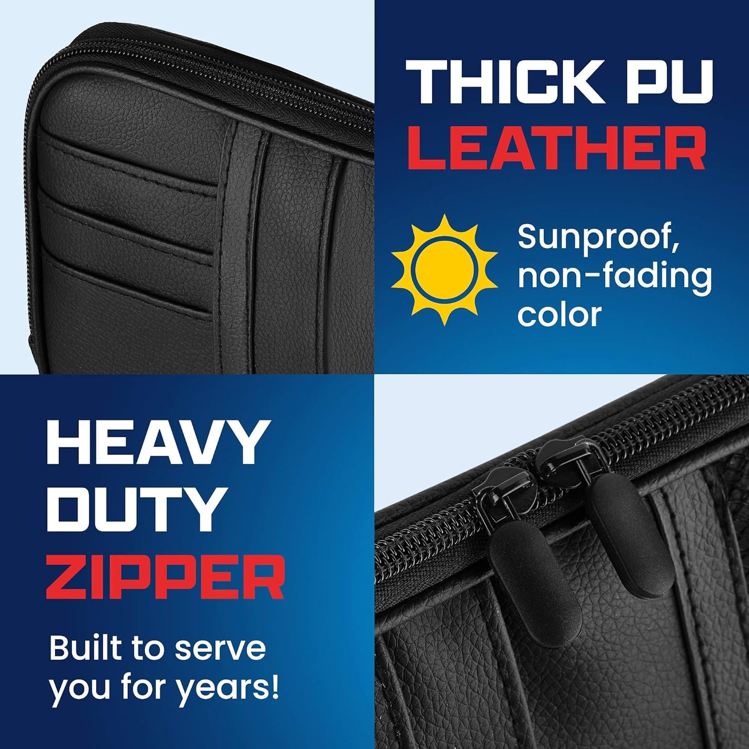 Car Sun Visor Organizer – Car, SUV, Truck Interior Accessories - Magnetic Glasses Holder & Full Length Horizontal Pockets, Allows Safe Driving - 12.2 X 6.1 In, Black