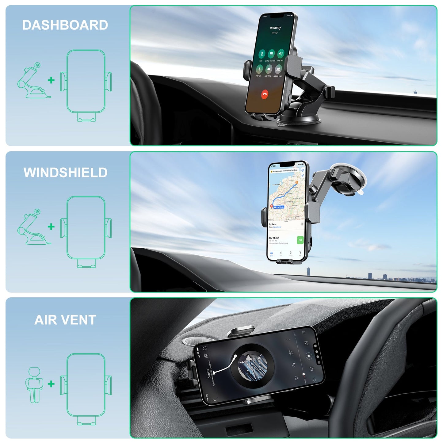 Wireless Car Charger, Fast Charging 15W Auto Clamping Car Charger