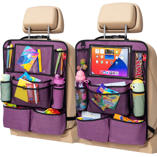 Backseat Car Organizer with 9 Storage Pockets, Polyester, 25 in X 19 In, 2 Pack, Violet