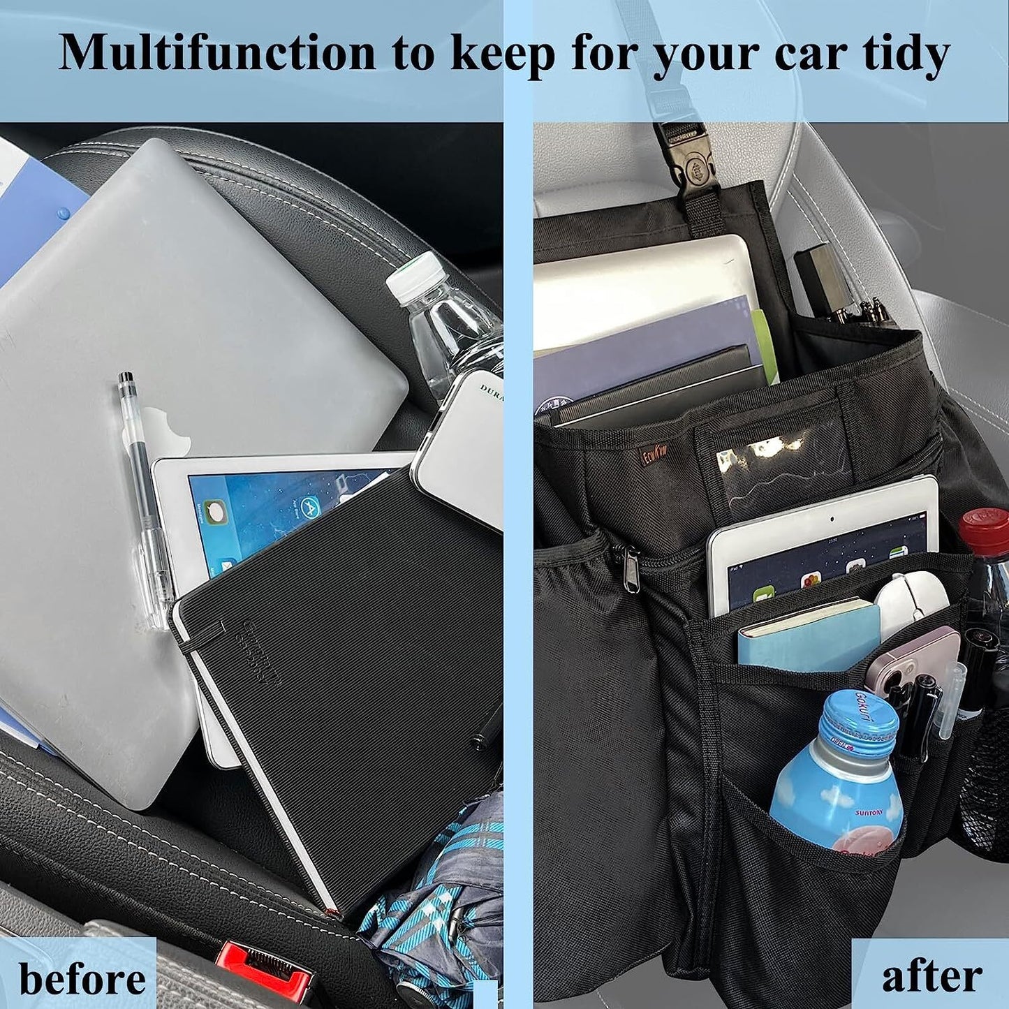 Car Office Passenger Seat File Organizer - Vehicle Storage Laptop Holder Pockets