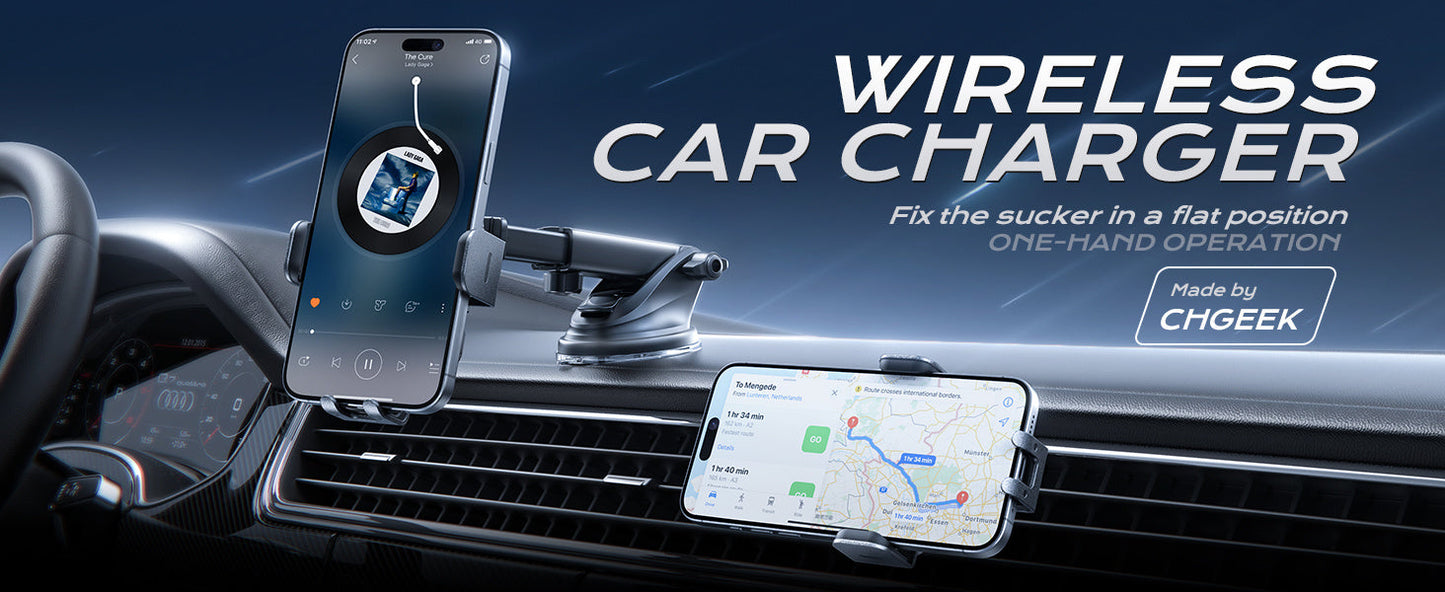 Wireless Car Charger, Fast Charging 15W Auto Clamping Car Charger