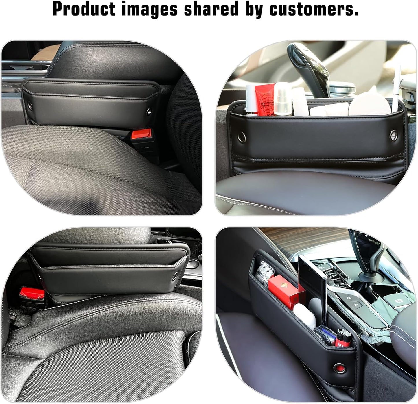Car Seat Gap Filler, Universal Fit Car Seat Gap Storage Organizer, Premium Faux Leather Front Seats Adjustable Gap Filler, Car Seat Storage Box for Phones, Glasses, Wallets, Key (C 1 Pack)