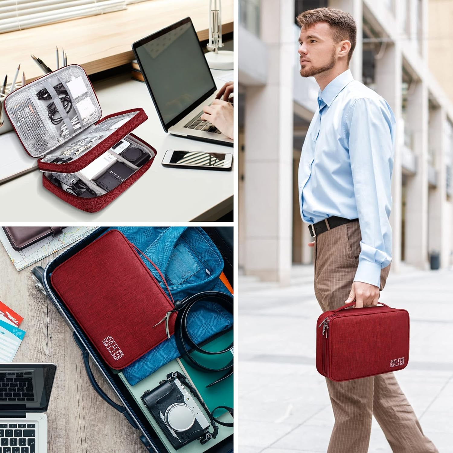 Electronics Organizer Travel, Travel Cord Organizer Case, Compact Electronics Accessories Bag for Cable, Cord, Charger, Phone