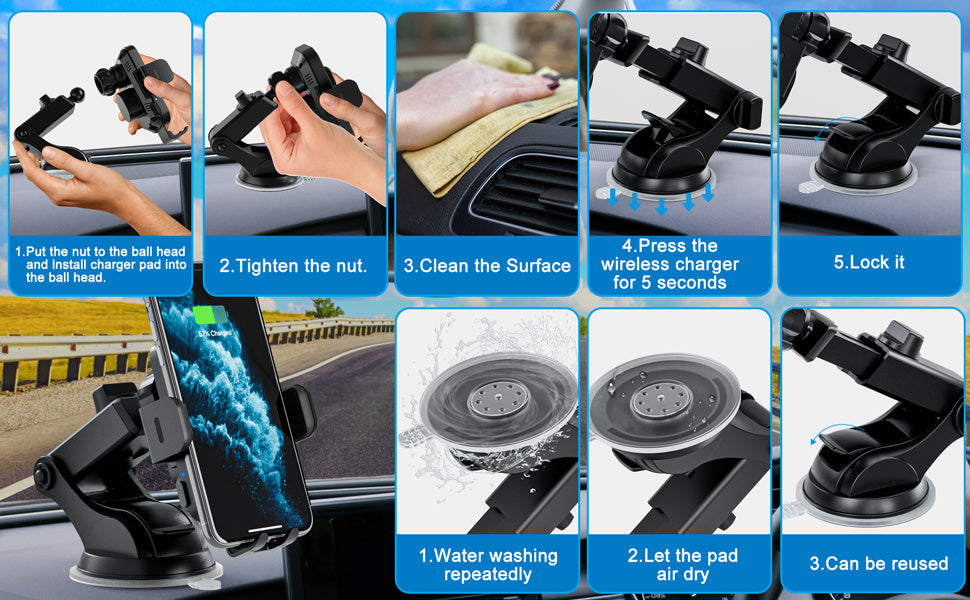 Wireless Car Charger, Fast Charging 15W Auto Clamping Car Charger