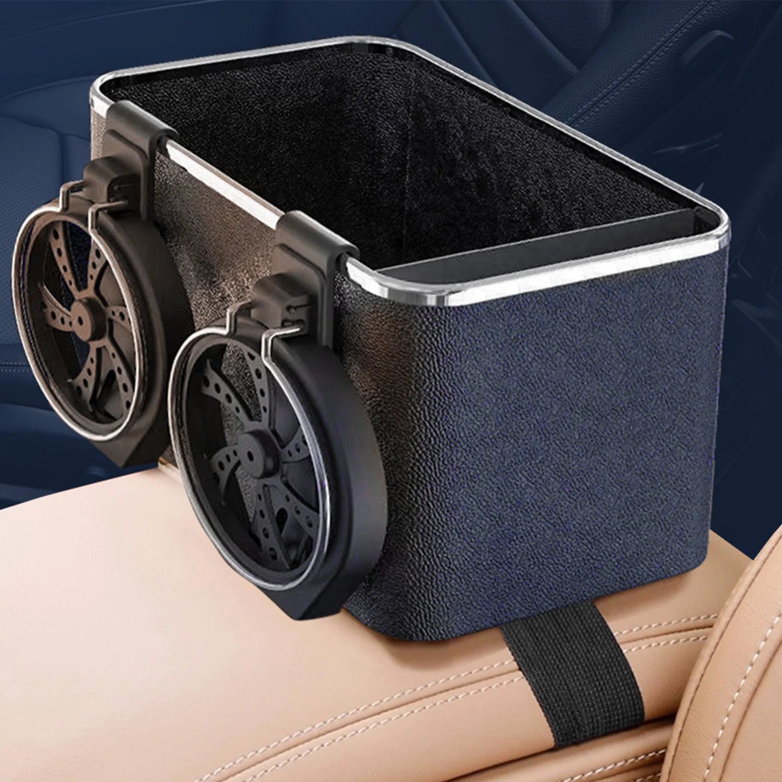 Car Armrest Storage Box, Car Seat Organizer Foldable Multifunctional Side Organizer for Water Cup, Paper Towels and Mobile Phones
